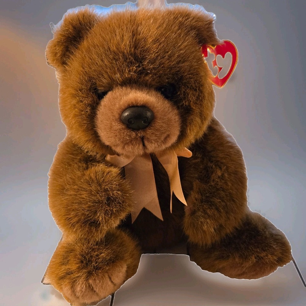 Vintage 1998 Ty McGee Teddy Bear Plush With yellow Ribbon 9" with Tags‎